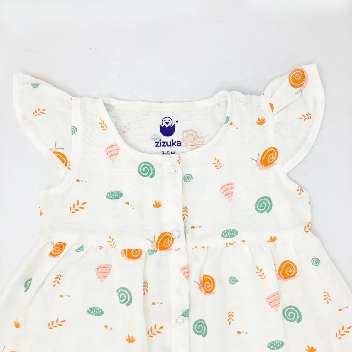 Muslin Frock for Baby Girl -Cap Sleeve 100% Cotton -Snail