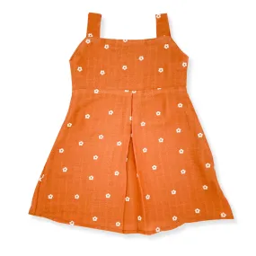 Muslin Frock for Baby Girl -Sleeveless Casual Dress Organic Cotton Apricot