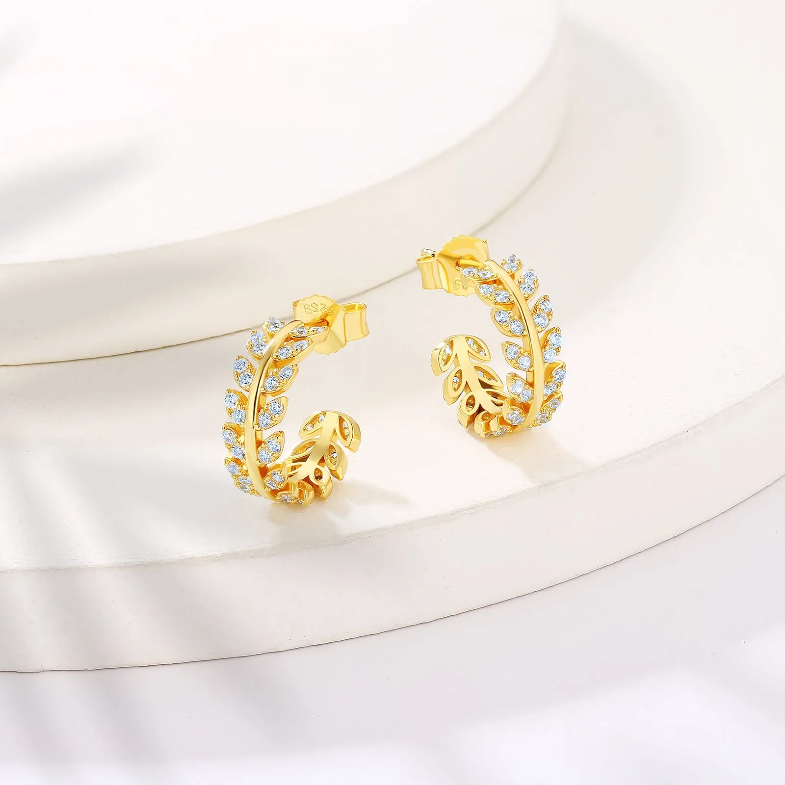 Olive Leaf Earrings Hoops for Women KRKC