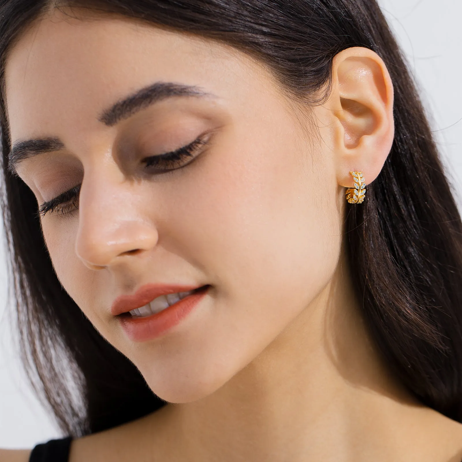 Olive Leaf Earrings Hoops for Women KRKC