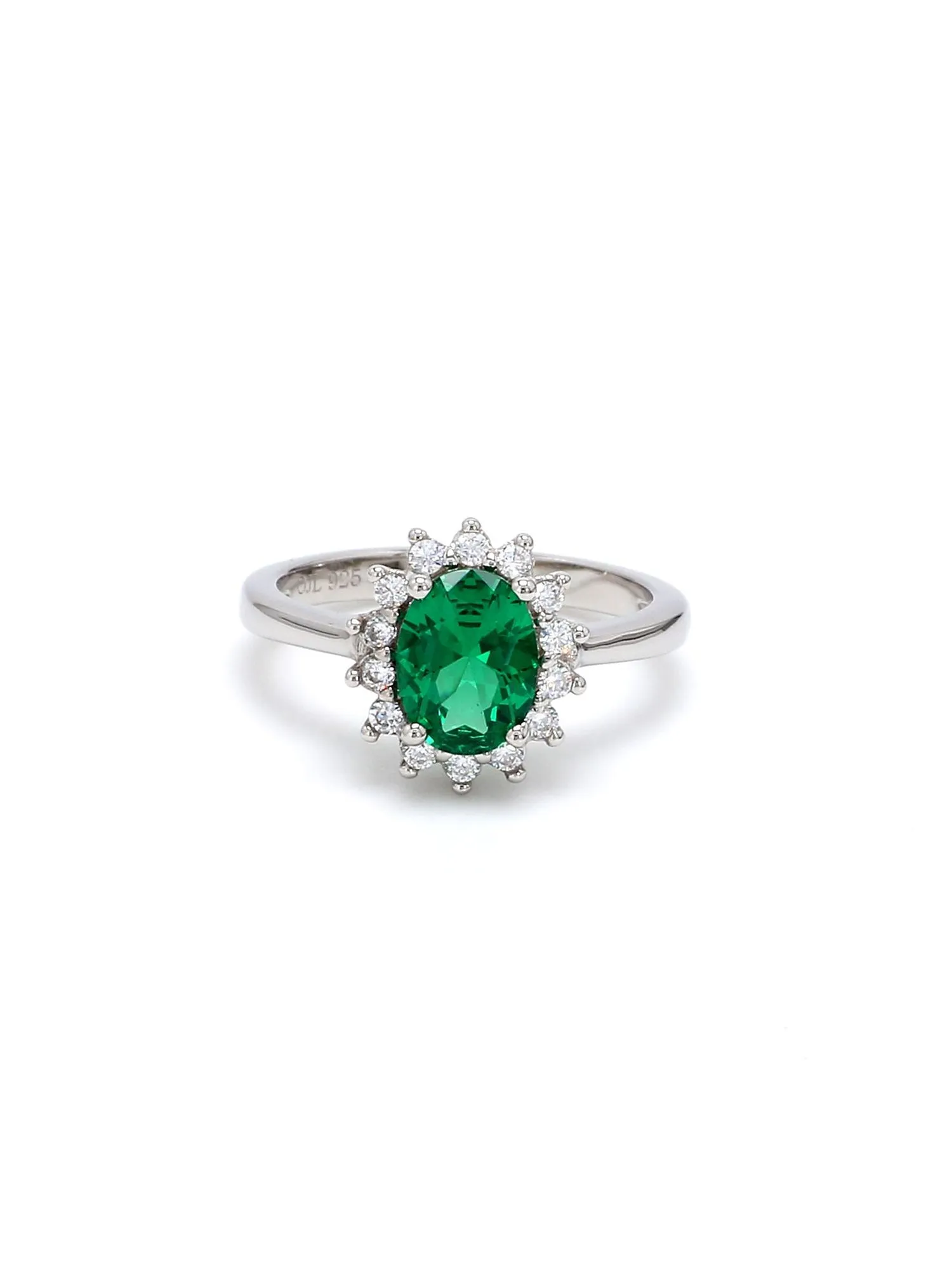 Oval Royal Emerald Silver Ring