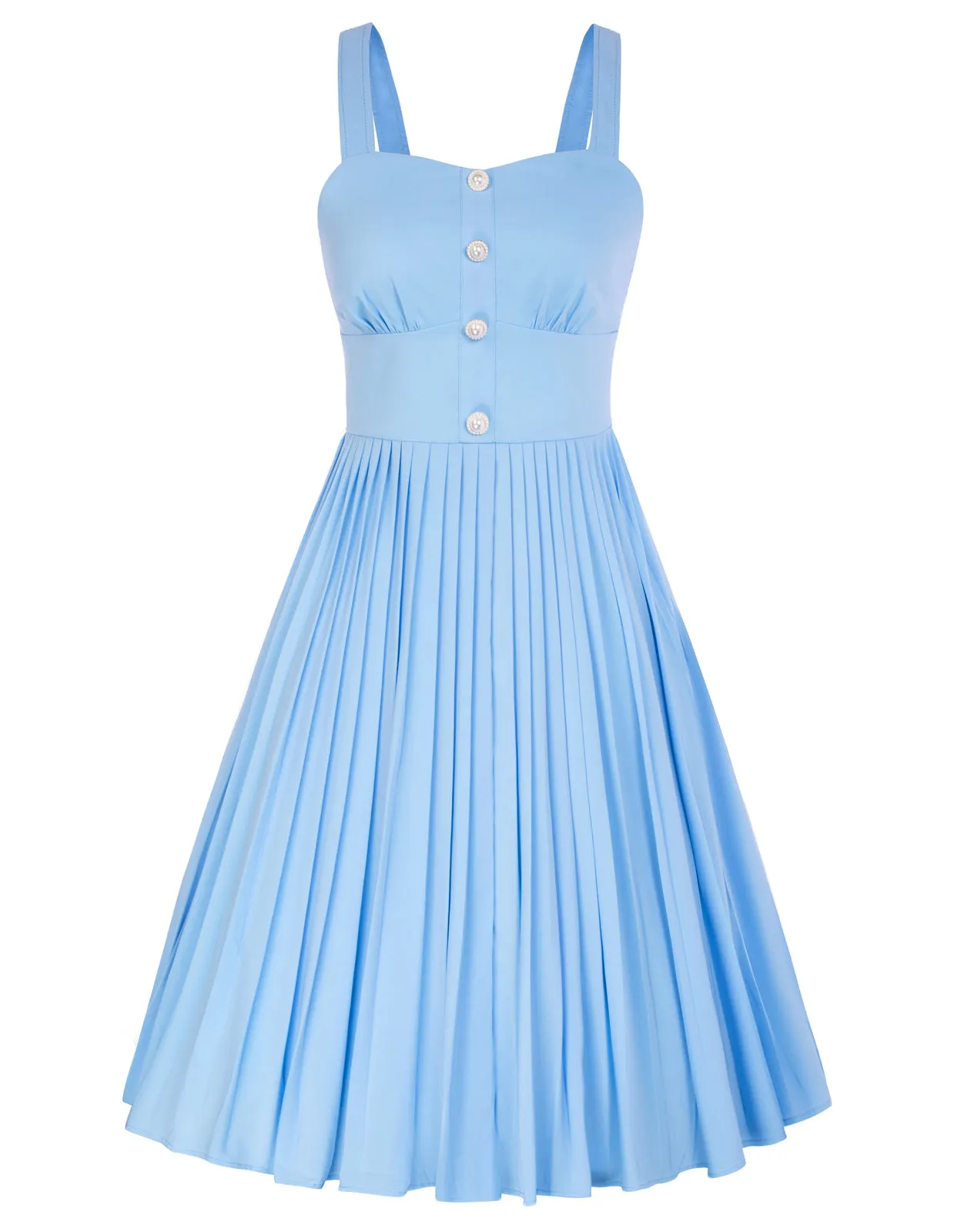 Pleated Dress with Cape Sweetheart Neck Smocked Back A-Line Dress