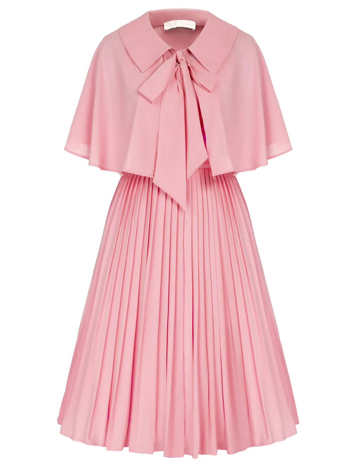 Pleated Dress with Cape Sweetheart Neck Smocked Back A-Line Dress