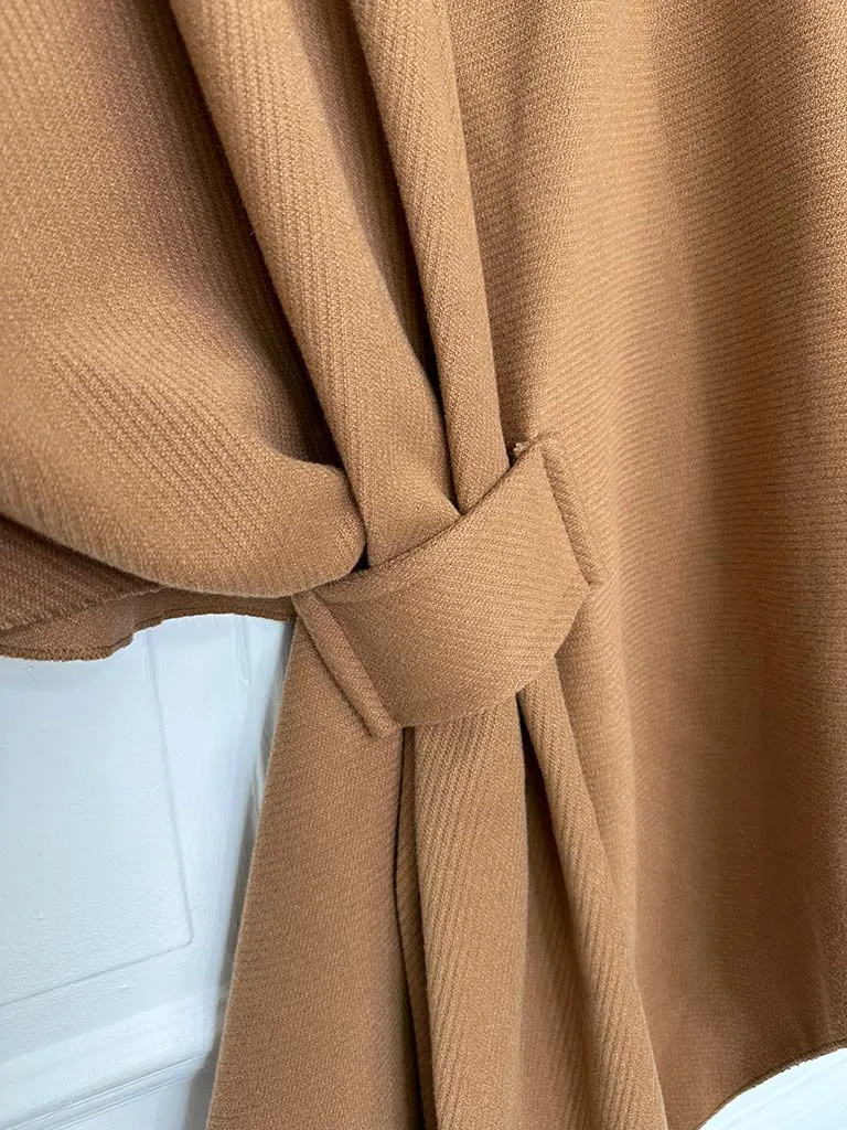 Ribbed Wrap Cape - Tan