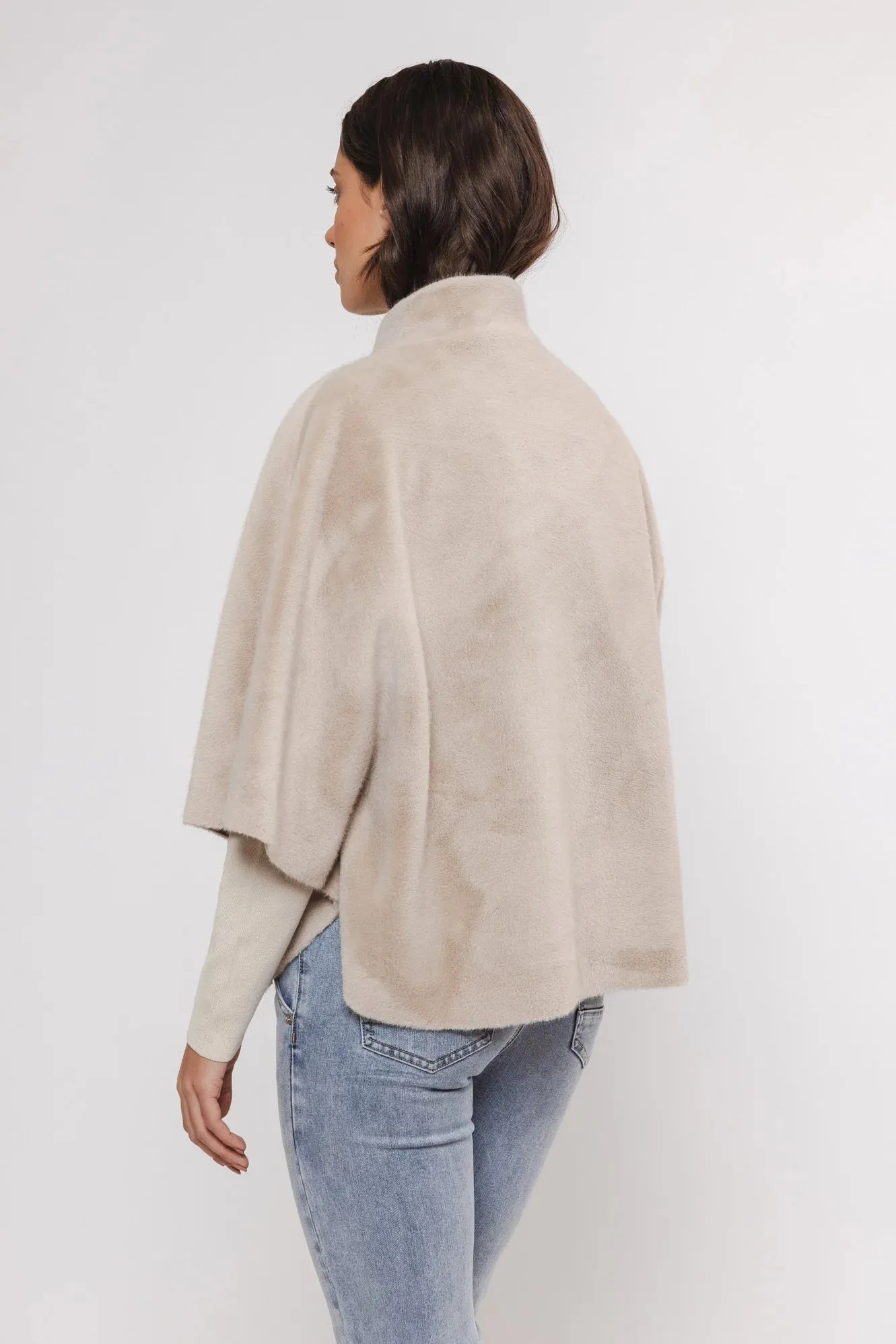 RINO & PELLE DEWI FAUX FUR CAPE BIRCH