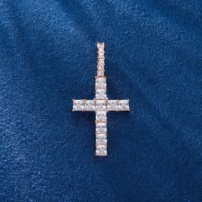 S925 Moissanite Princess Cut Cross Pendant