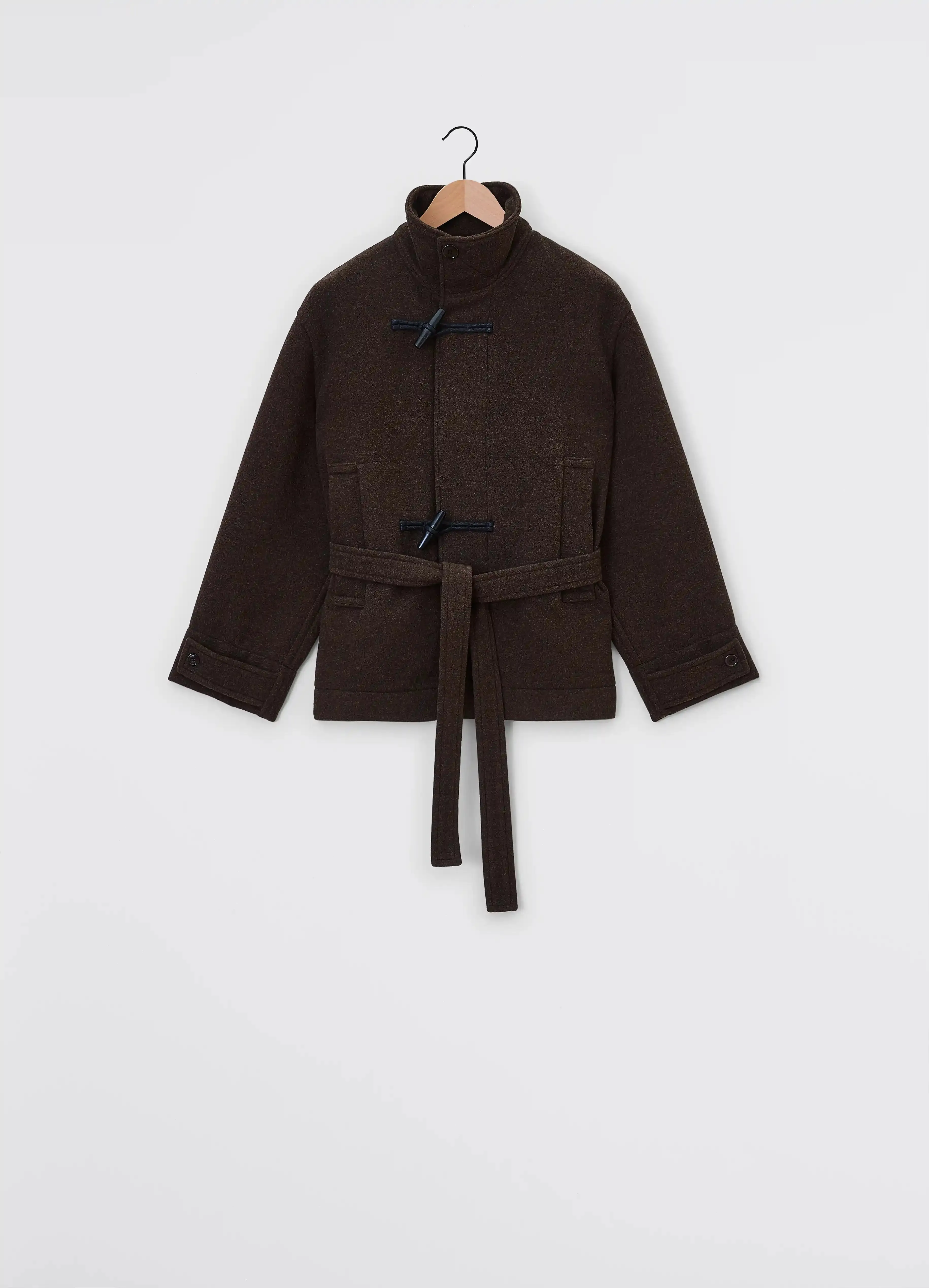 SHORT BATHROBE DUFFLE COAT WITH CONTRAST STITCH