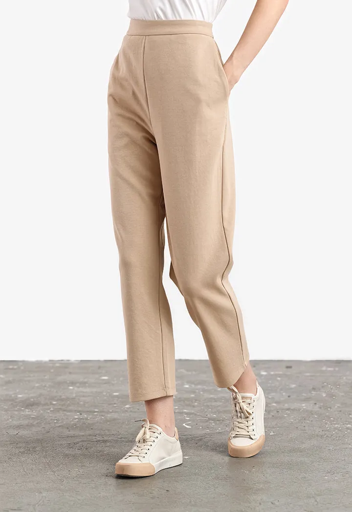 Solid Wrap Pullover Straight Leg Trouser