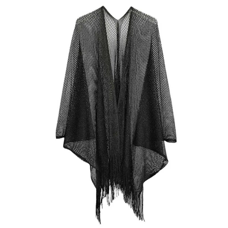 Sparkle Glitter Mesh Kimono Poncho