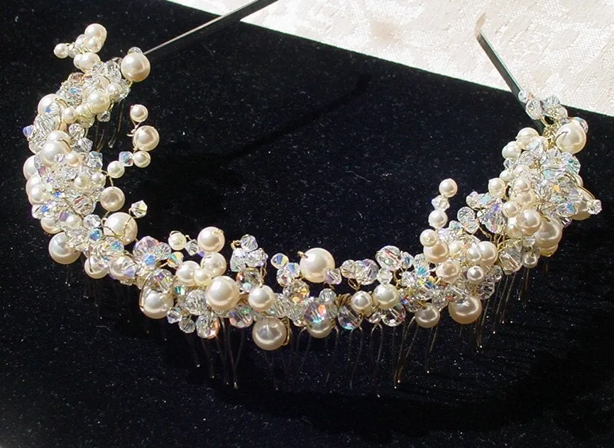 Swarovski Pearl Crystal Bridal Tiara