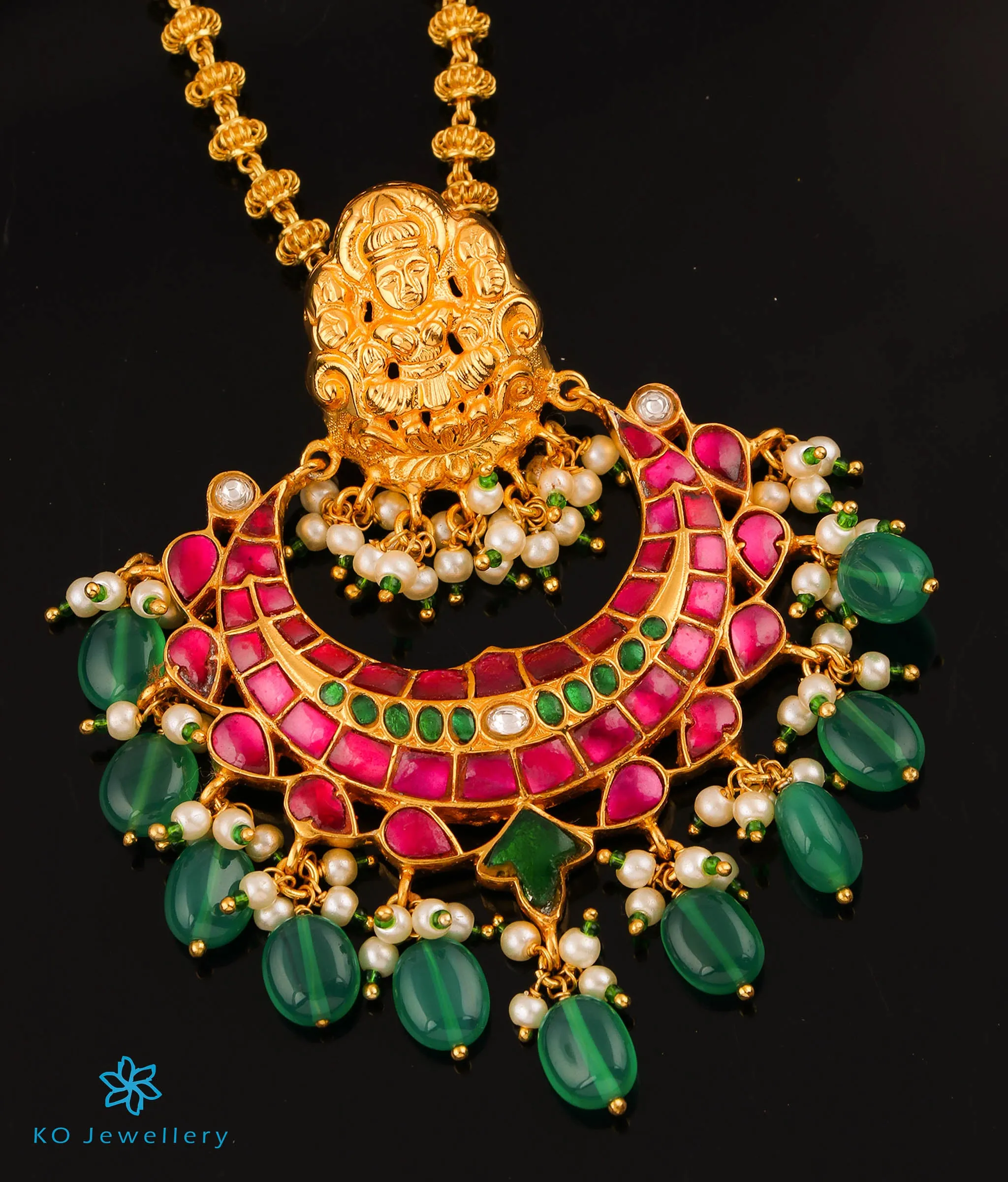 The Sejal Silver Jadau Lakshmi Nellikai Necklace