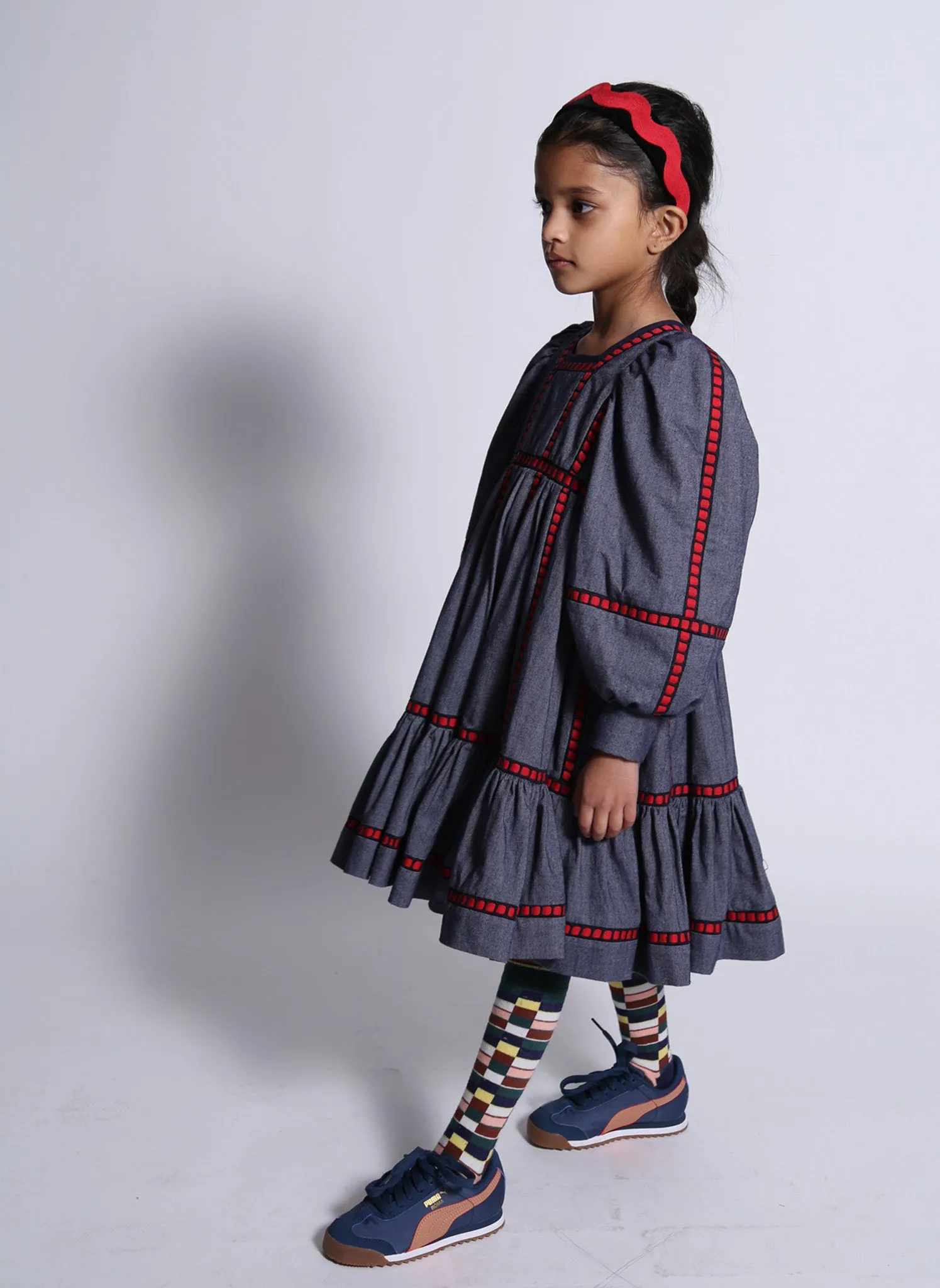 Tia Cibani Kids Herero Frock in Indigo