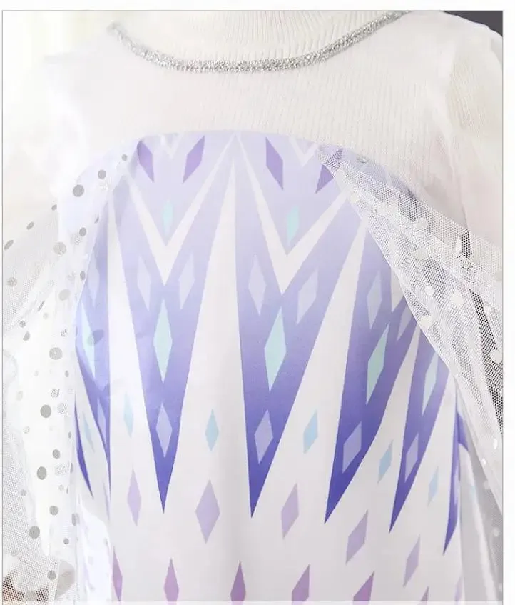 White-Purple Party Costume Princess Dress With Cape